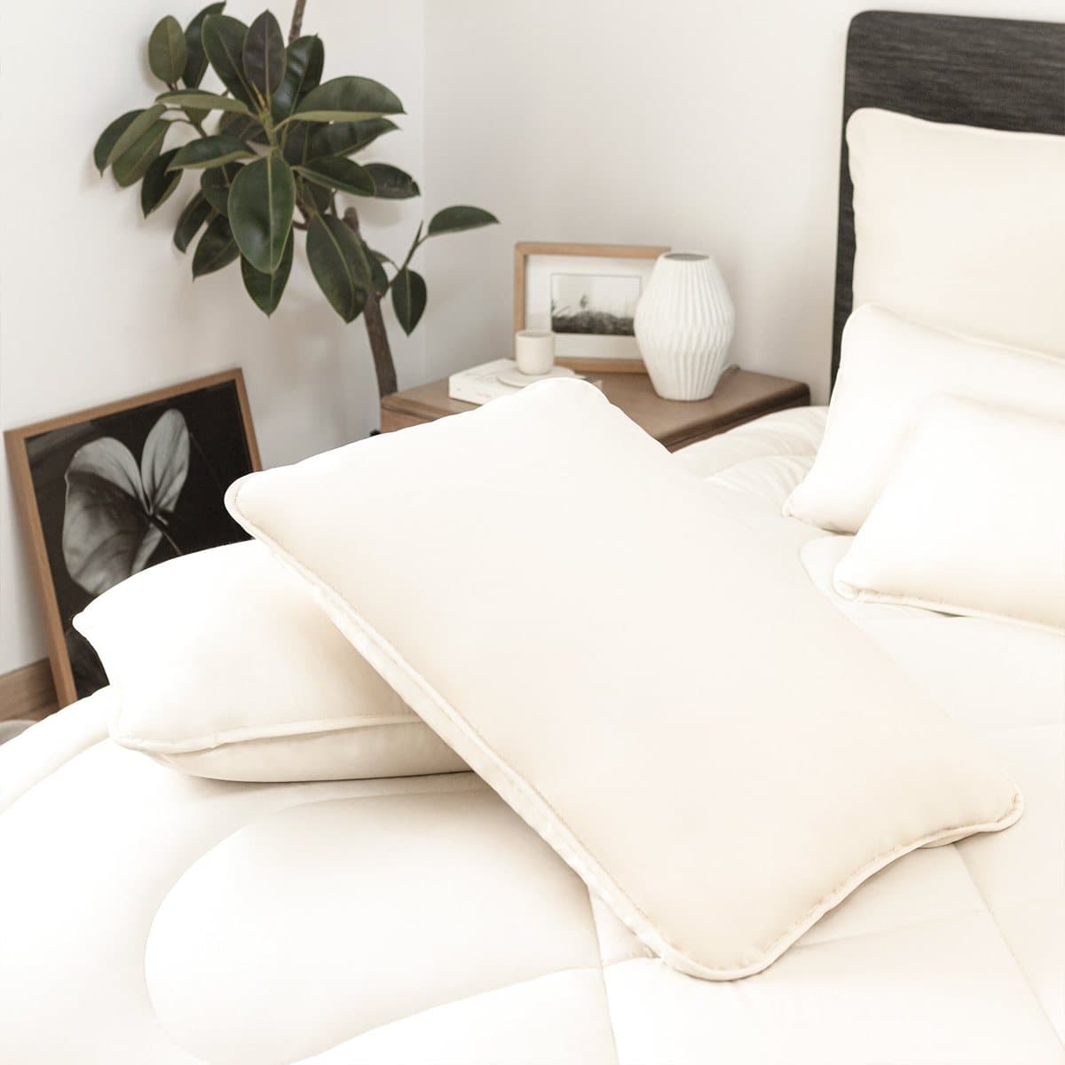 Alpaca pillow in an undyed organic cotton shell, with adjustable fill